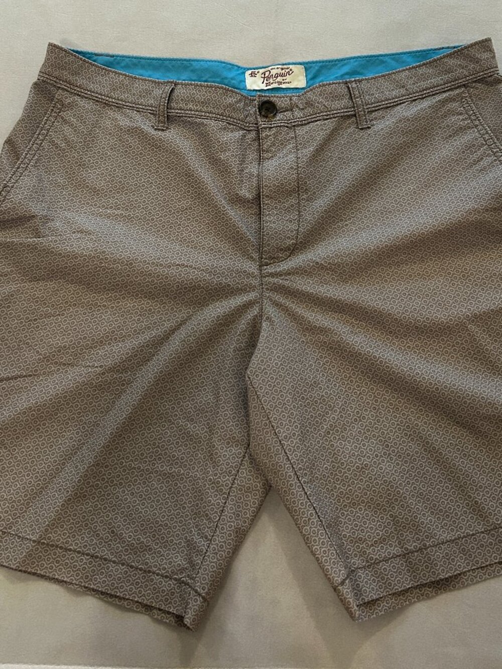 Vintage brown and white geometric-patterned casual shorts